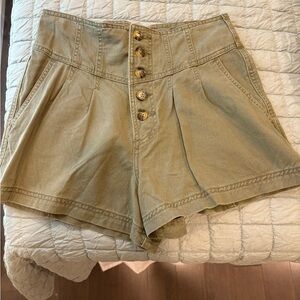 High-Waisted Olive Green Women Shorts